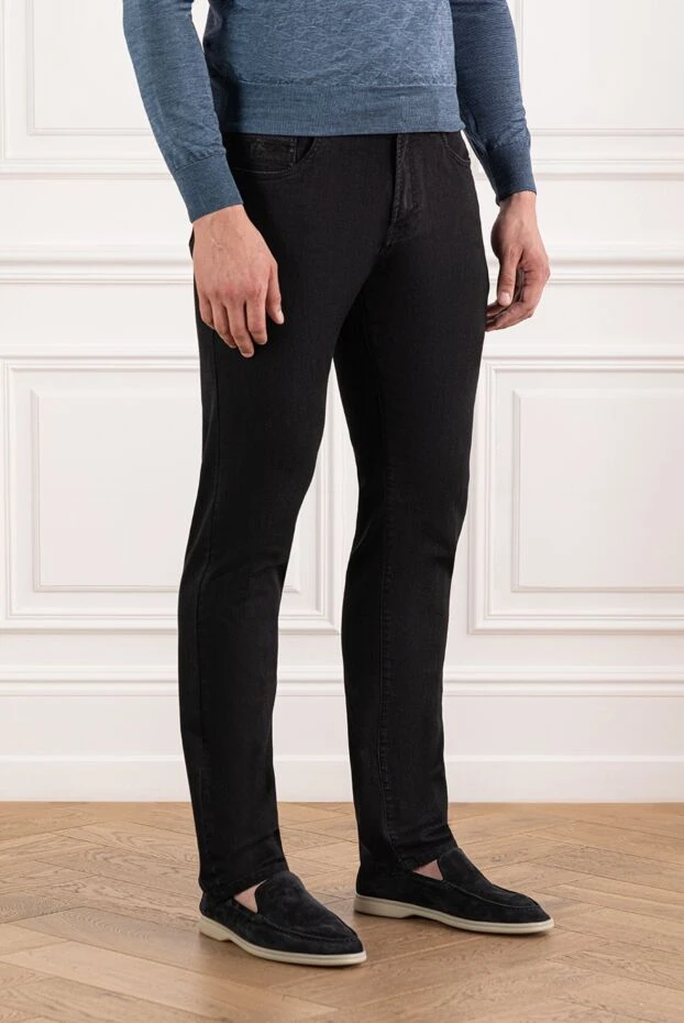 Scissor Scriptor мужские джинсы из черного денима с фактурной отделкой
 189803 - фото 3