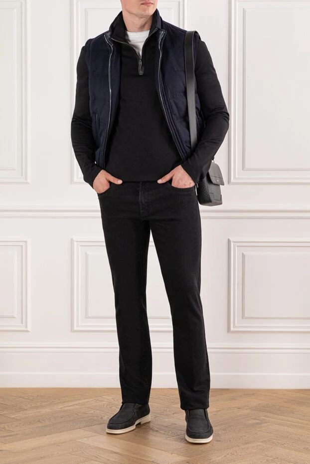 Scissor Scriptor джинсы мужские черного цвета с красной отделкой и вышивкой на миникармане 189808 - фото 2