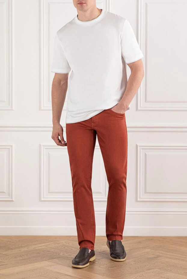 Scissor Scriptor яркие джинсы в тёплом кирпичном цвете с вышивкой на кармане
189811 - фото 2