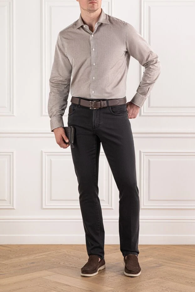 Scissor Scriptor black men's jeans made of stretch denim with branded trim
189812 - photo 2