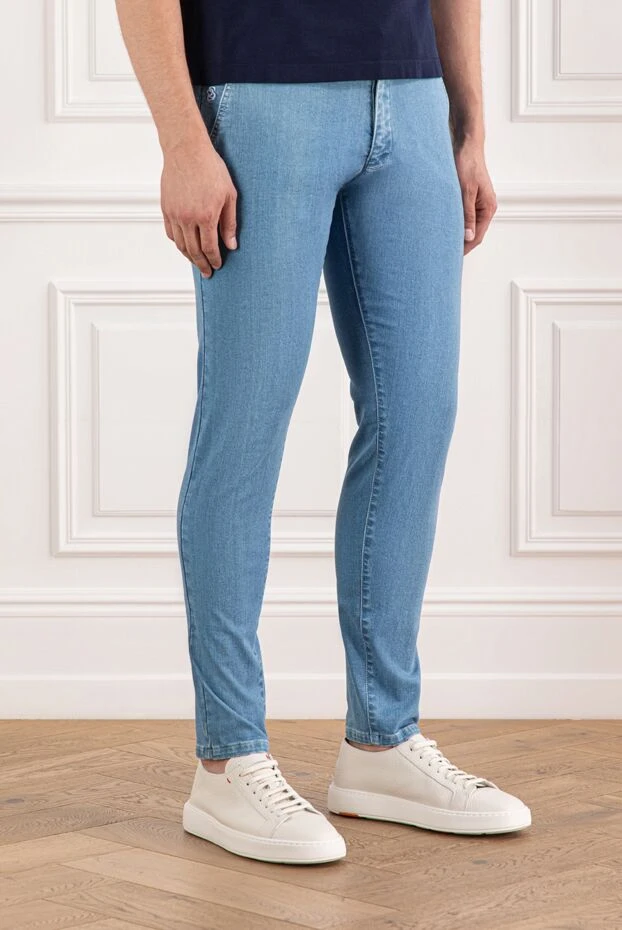 Scissor Scriptor голубые джинсы из мягкого хлопка с косыми карманами
 189819 - фото 3