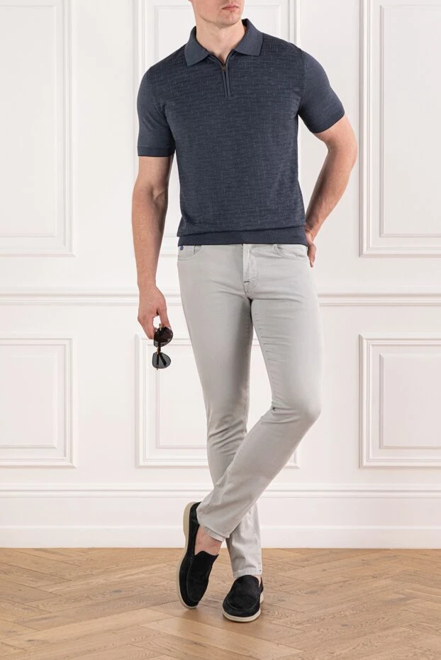 Scissor Scriptor джинсы светлые с синей фурнитурой и брендовой нашивкой
189820 - фото 2