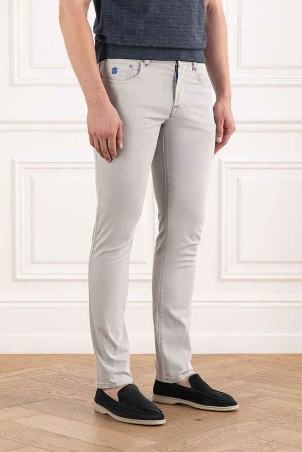 Scissor Scriptor джинсы светлые с синей фурнитурой и брендовой нашивкой
 189820 - фото 3