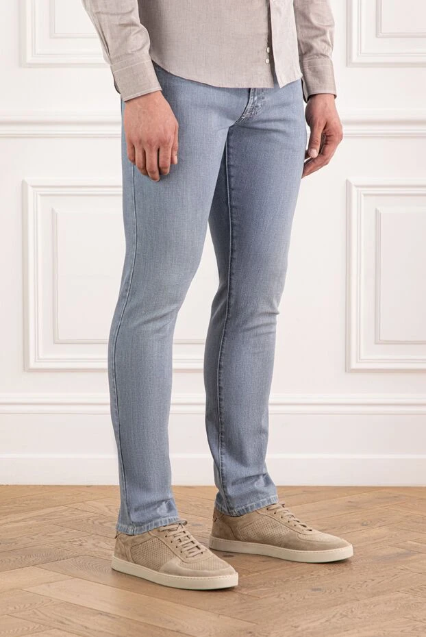 Scissor Scriptor светло-синие джинсы с вышивкой логотипа на кармане
 189821 - фото 3