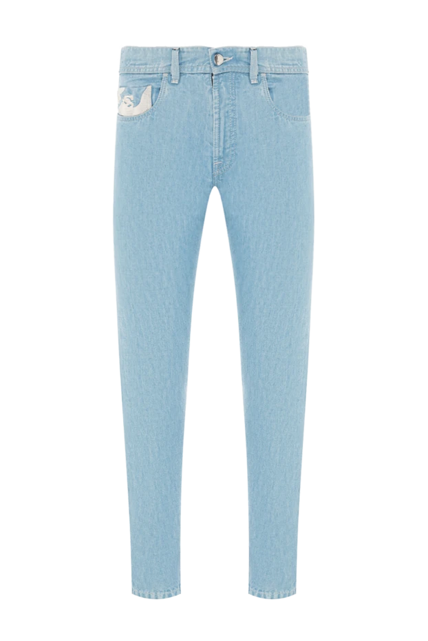 Scissor Scriptor джинсы мужские из смеси хлопка и льна с декоративным патчем 189822 - фото 1