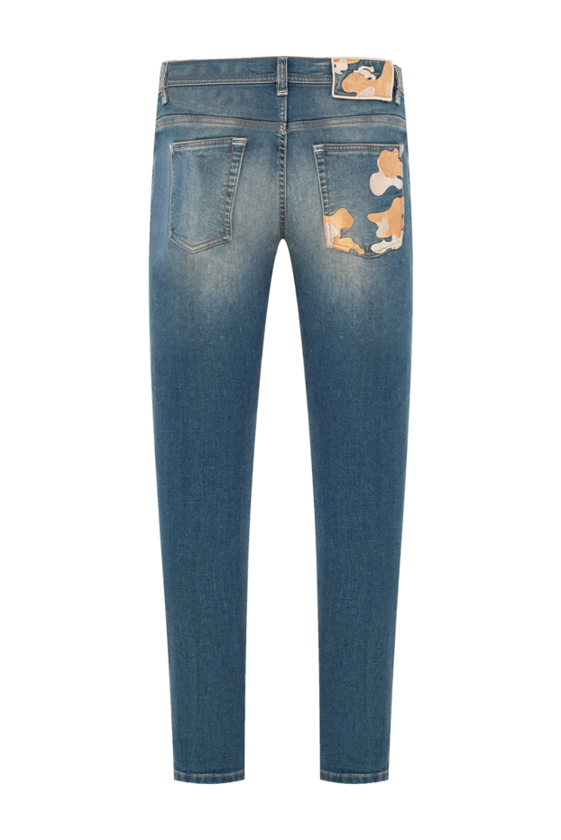 Blue jeans with bleached areas and camo insert - photo 2