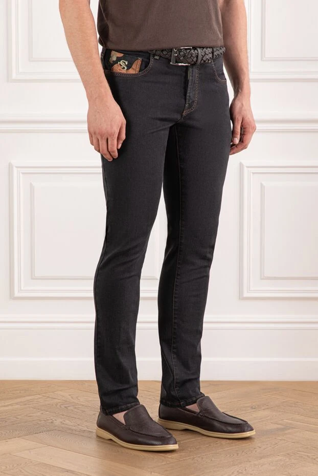 Scissor Scriptor джинсы черные с контрастной прострочкой и камуфляжными вставками
 189824 - фото 3