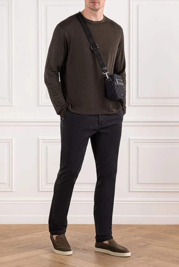 Қара мақта джинсы белдік белдеуі және бұрылыстары бар
 - фото 2