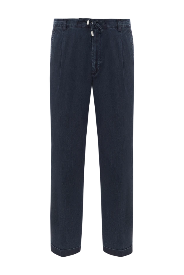 Scissor Scriptor брюки из темно-синего хлопка с поясом на шнурке и задними клапанами 189831 - фото 1