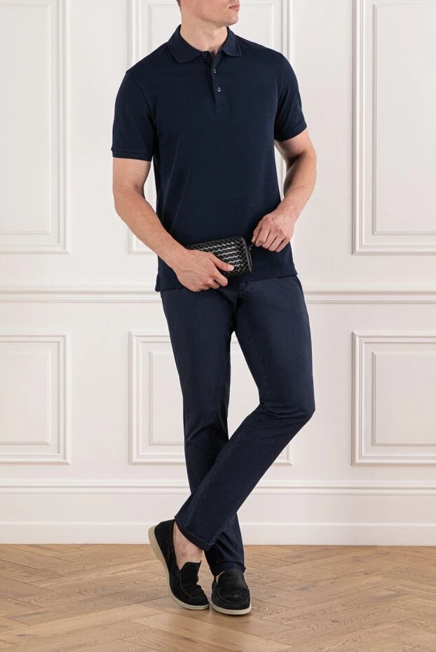 Scissor Scriptor dark blue cotton trousers with drawstring waistband and back flaps 189831 - photo 2