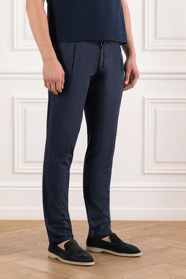 Scissor Scriptor брюки из темно-синего хлопка с поясом на шнурке и задними клапанами 189831 - фото 3