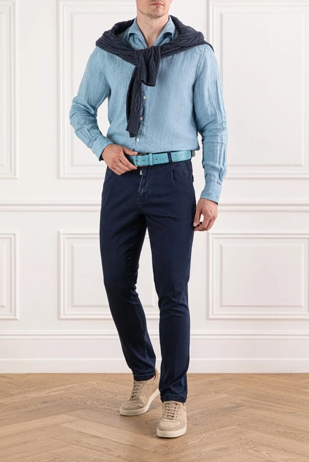 Scissor Scriptor брюки из мягкого денима с кулиской и защипами на поясе 189832 - фото 2