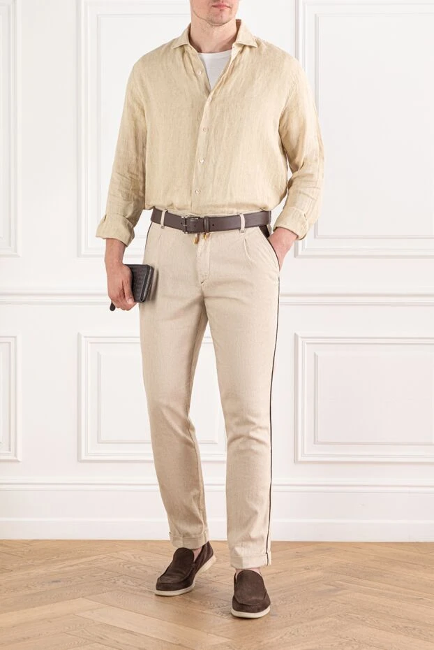 Scissor Scriptor бежевый зығыр және мақта-мата шалбар 189835 - фото 2