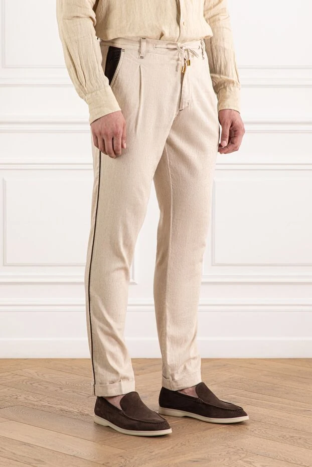 Scissor Scriptor бежевый зығыр және мақта-мата шалбар 189835 - фото 3