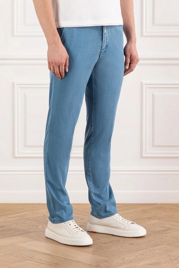 Scissor Scriptor контрастты белдік белдеуі бар, ыңғайлы көк джинсы
 189840 - фото 3