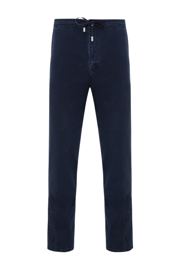 Мужские джинсы в насыщенном синем цвете с задними прорезными карманами - фото 1