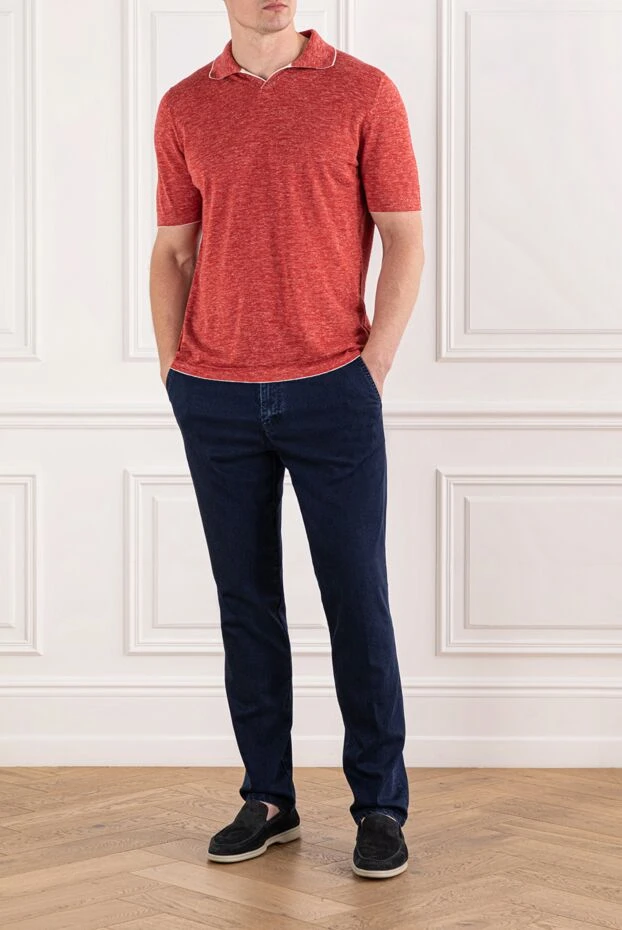 Мужские джинсы в насыщенном синем цвете с задними прорезными карманами - фото 2