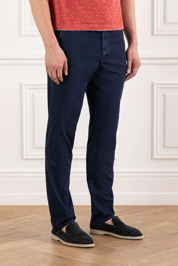 Scissor Scriptor мужские джинсы в насыщенном синем цвете с задними прорезными карманами 189841 - фото 3