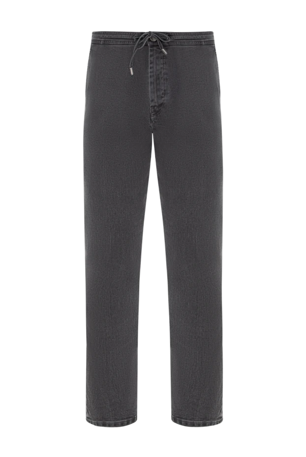 Graphite cotton jeans with elastic waistband and drawstring - photo 1