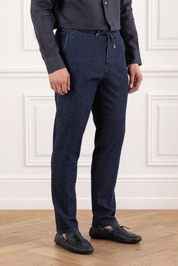 Scissor Scriptor мақта мен кашемирден жасалған қара көк джинсы ерлер жүгірулері
 189845 - фото 3