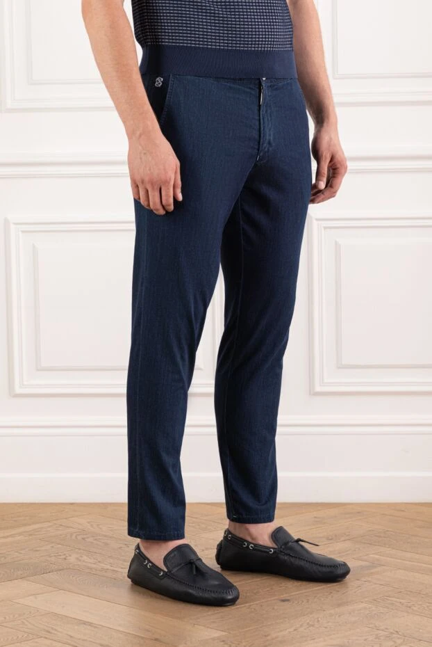 Scissor Scriptor жеңіл матадан тігілген жіпті және түзу кесілген ерлер көк джинсы

 189852 - фото 3