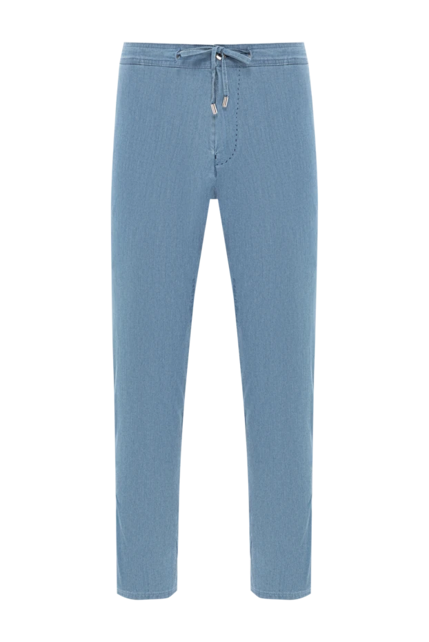 Көк түсті галстук және тегіс құрылымы бар жазғы шалбар - фото 1