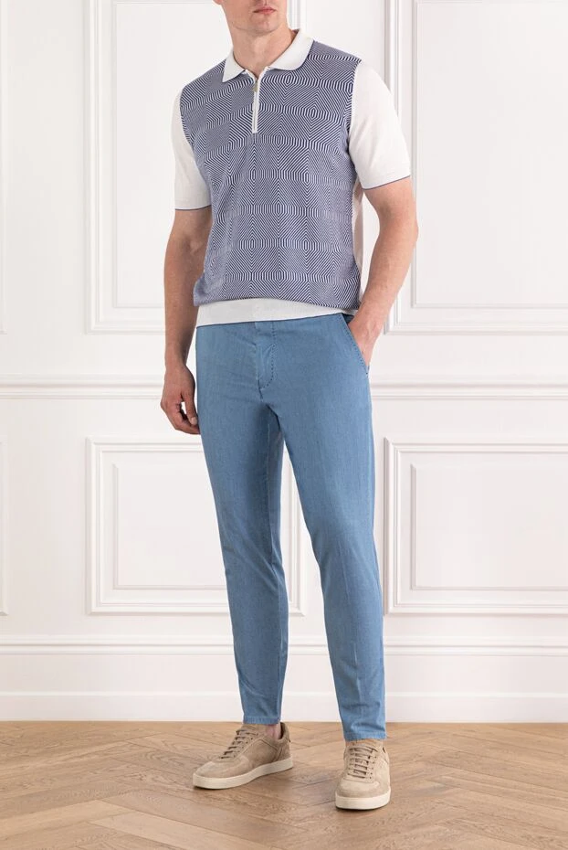 Scissor Scriptor көк түсті галстук және тегіс құрылымы бар жазғы шалбар 189853 - фото 2