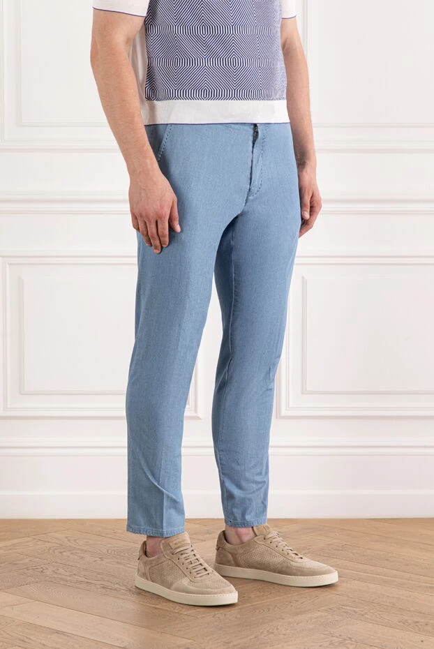 Scissor Scriptor көк түсті галстук және тегіс құрылымы бар жазғы шалбар 189853 - фото 3