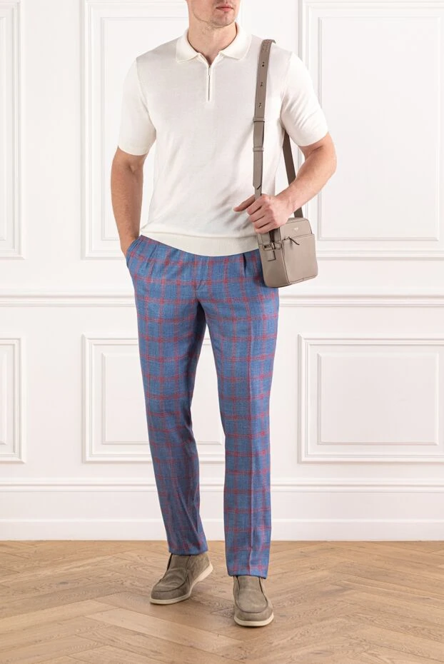 Scissor Scriptor классические брюки синие в клетку с красной нитью и фактурной поверхностью
189861 - фото 2