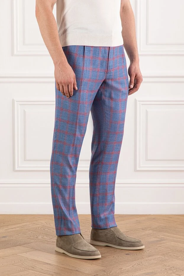 Scissor Scriptor классикалық көгілдір түсті дойбы және қызыл жіпті және текстуралы беті бар шалбар
 189861 - фото 3