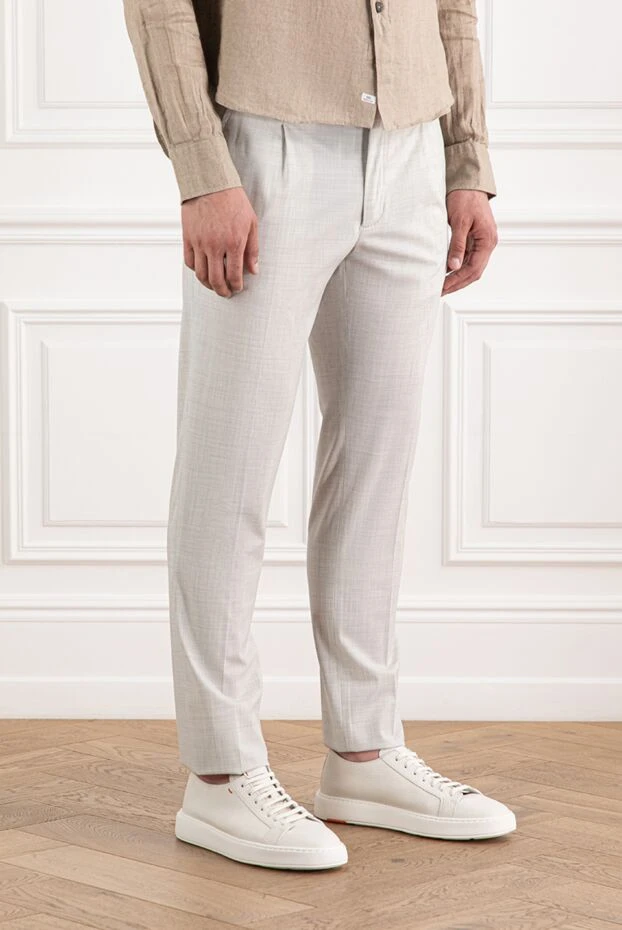 Scissor Scriptor ашық сұр түсті жүннен жасалған ерлер шалбары 189865 - фото 3