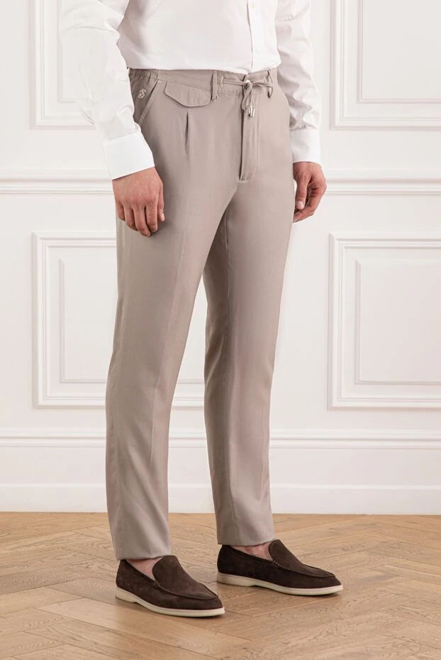 Scissor Scriptor плинио кашемирден және жібектен жасалған бежевый түсті белі иірілген жіпті шалбар
 189867 - фото 3