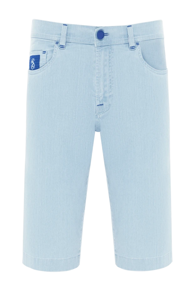 Шорты из голубого денима с контрастной вышивкой и синей отделкой
- фото 1