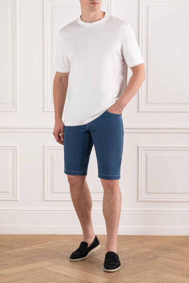 Scissor Scriptor шорты из тёмно-синего денима с фирменной вышивкой на карманах
189871 - фото 2