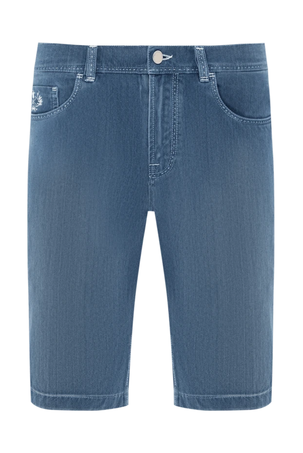 Голубые джинсовые шорты с вышитым логотипом и патчем на поясе
- фото 1