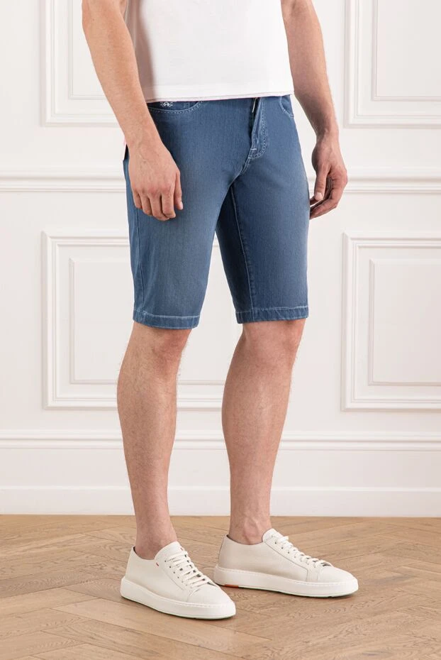 Scissor Scriptor белінде тігілген логотипі және патчтары бар көк джинсы шорт

 189872 - фото 3