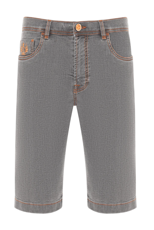 Шорты из серого денима с оранжевой прострочкой и клетчатым патчем
- фото 1
