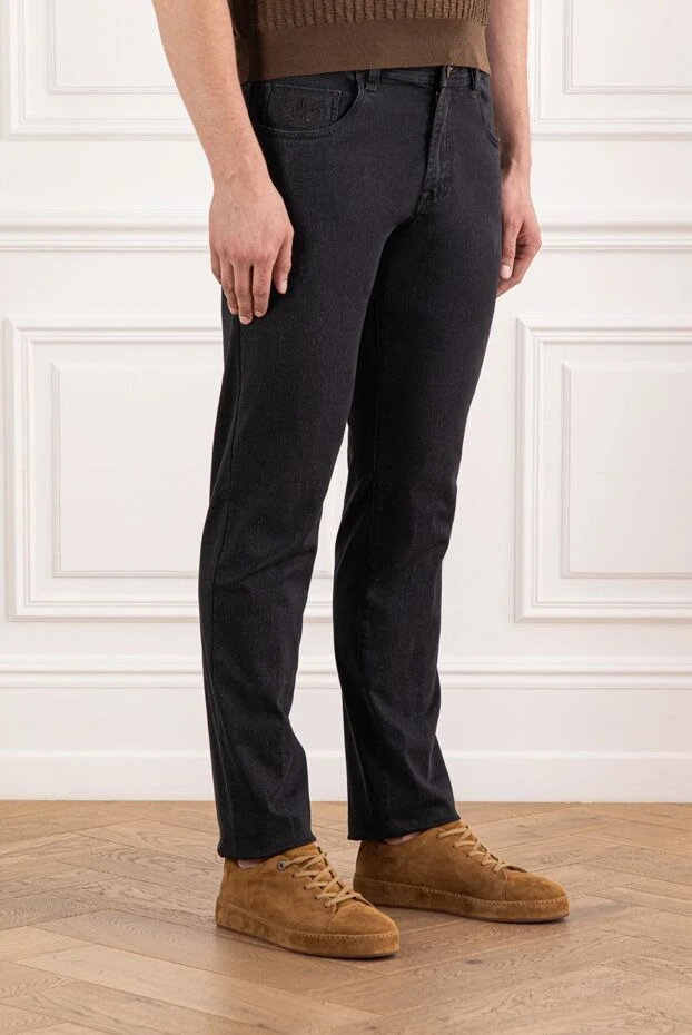 Scissor Scriptor классикалық пішінді және былғары жамылғысы бар тар джинсы
 189901 - фото 3