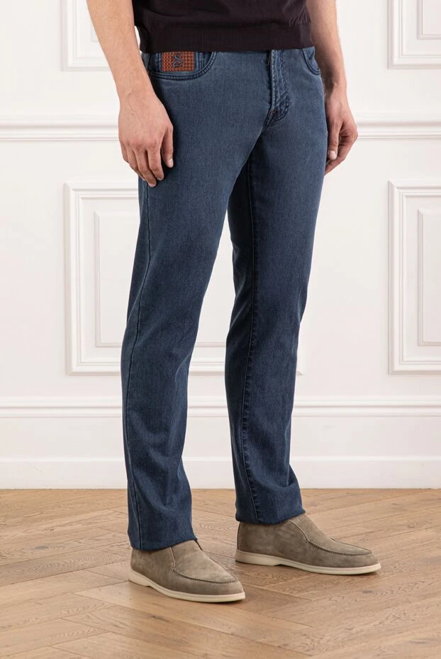 Scissor Scriptor былғары патчтары бар ауыр джинсыдан жасалған тік аяқты джинсы
 189902 - фото 3