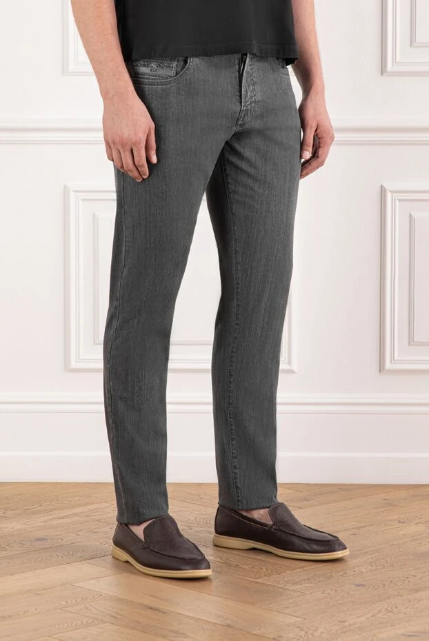 Scissor Scriptor жұмсақ мақта джинсыдан жасалған сұр түсті түзу джинсы 189905 - фото 3