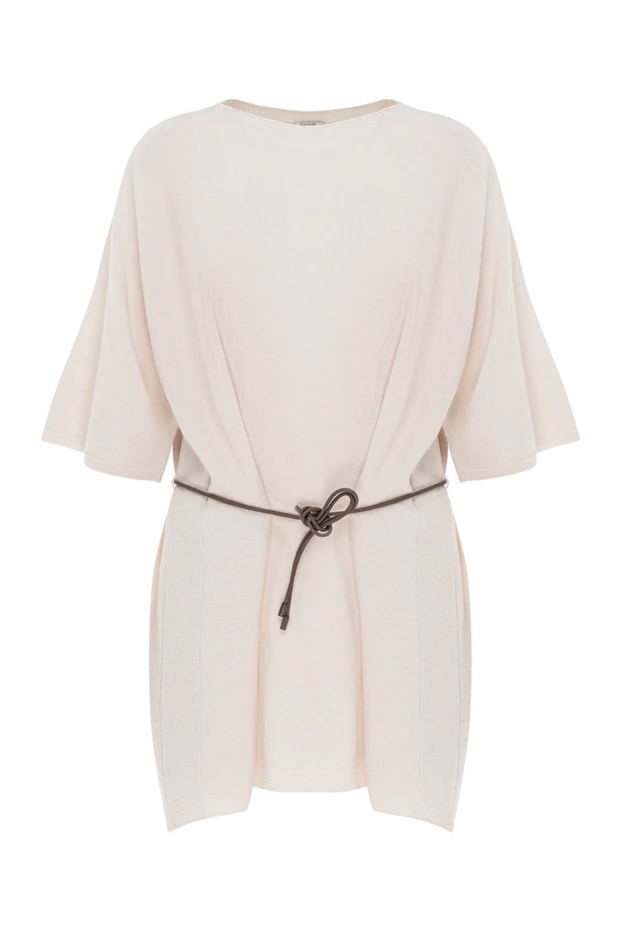 Укороченное платье из шерсти и кашемира с поясом-шнурком - фото 1