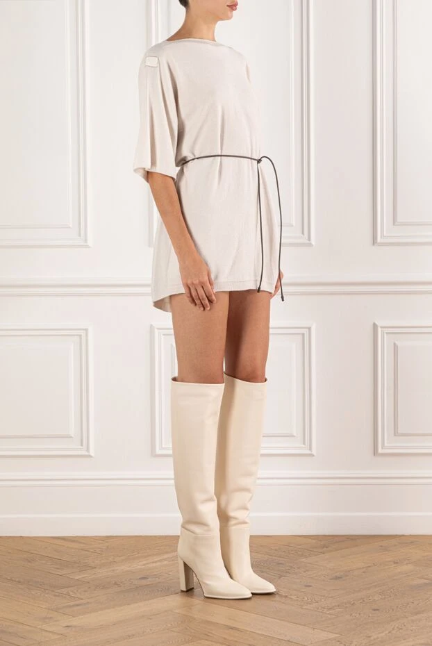 Peserico укороченное платье из шерсти и кашемира с поясом-шнурком 189907 - фото 3