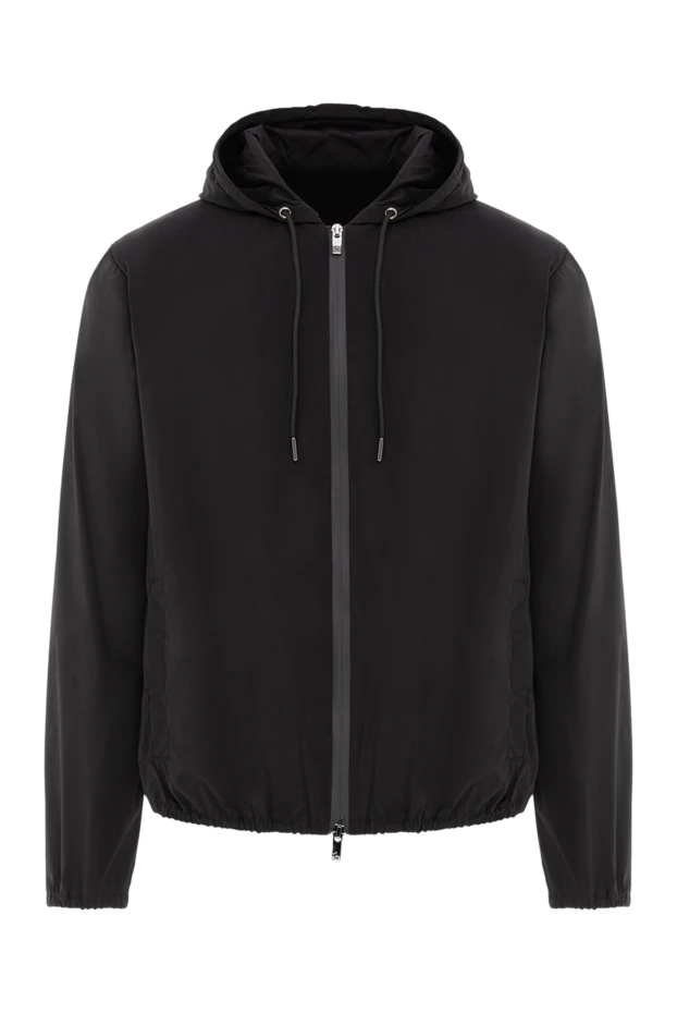 Сорғышы және алдыңғы сыдырмасы бар жеңіл қара күрте - фото 1