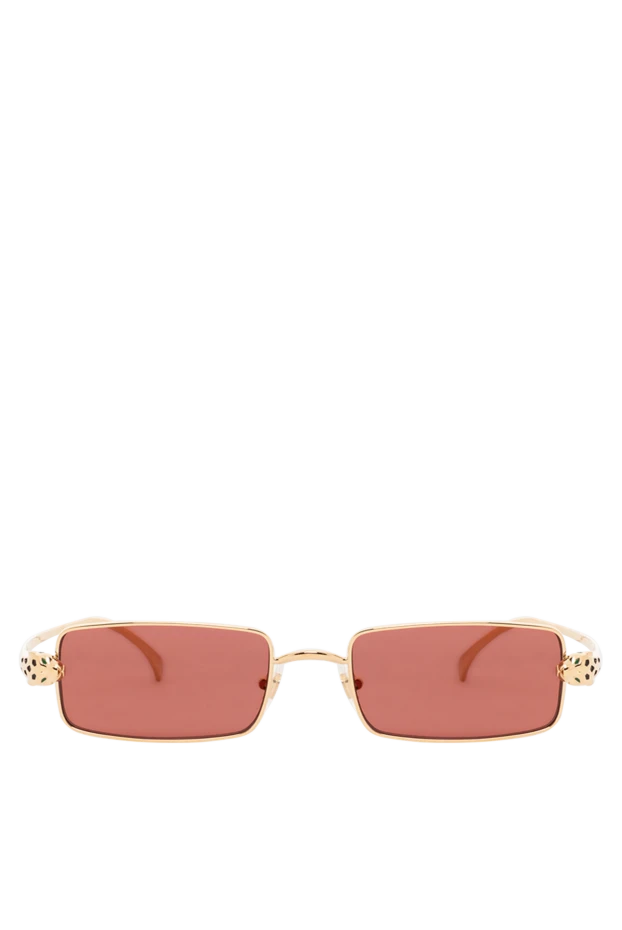 Солнцезащитные очки Panthère в металлической оправе с гладкой золотистой отделкой - фото 1