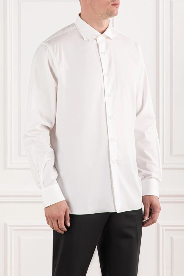 Alessandro Gherardi men's white cotton shirt with button placket
 189919 - photo 3