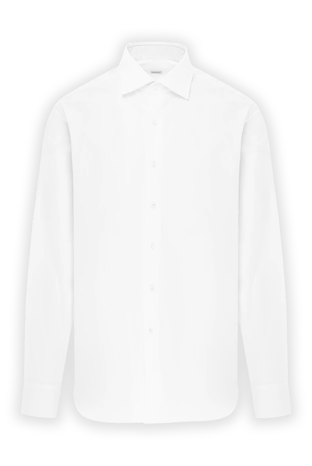 Men's white shirt with stand-up collar made of cotton - photo 1