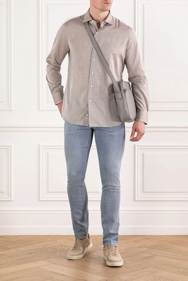 Alessandro Gherardi beige men's cotton and linen shirt with classic collar
 189922 - photo 2