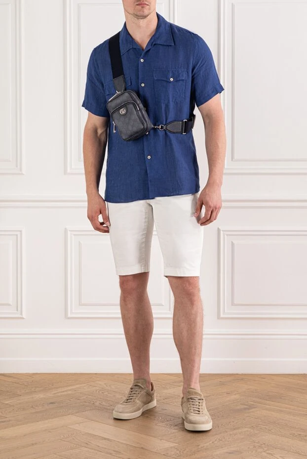 Alessandro Gherardi men's blue linen t-shirt with chest pockets 189923 - photo 2