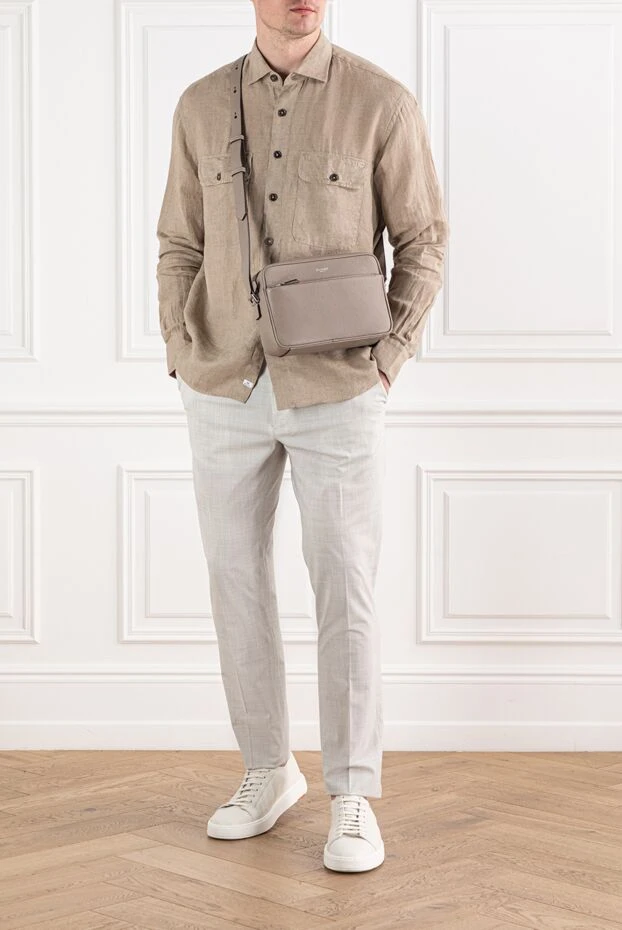 Alessandro Gherardi men's linen shirt in beige with patch pockets 189924 - photo 2