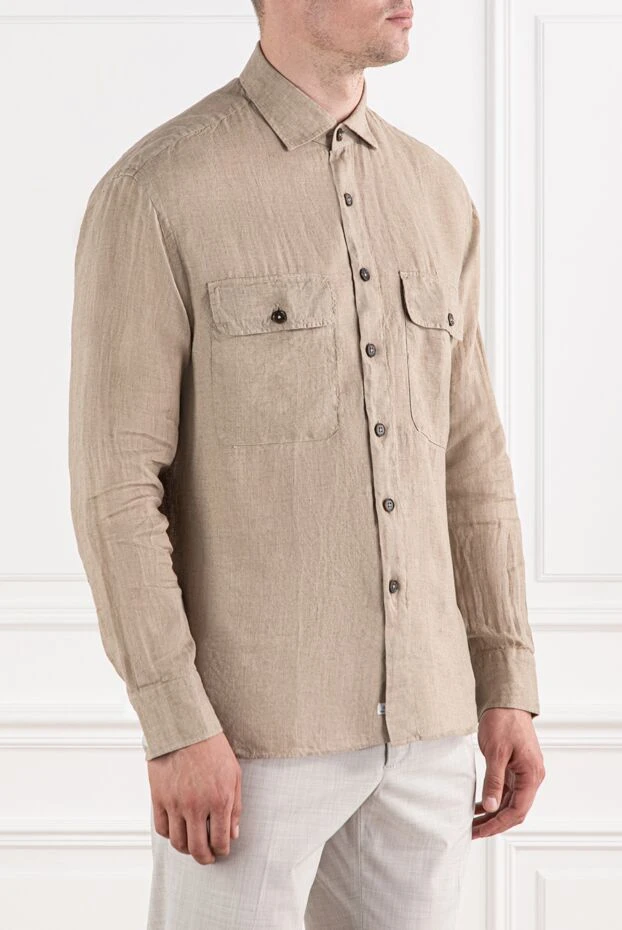 Alessandro Gherardi men's linen shirt in beige with patch pockets 189924 - photo 3